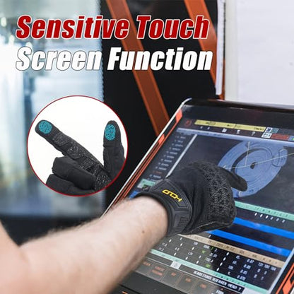 HANDLANDY Mens Work Gloves Touch screen, Utility Mechanic Gloves, Flexible Breathable Fit- Padded Knuckles & Palm - color: Black, size: X-Large