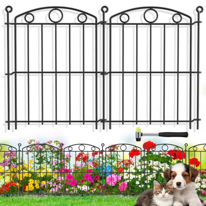 Decorative Garden Fence 17in x 15ft, 15 Panels No Dig Fence, Metal Fencing - size: 15 Panels-17in x 10ft without Gate