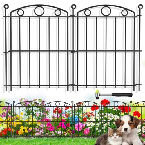 Decorative Garden Fence 17in x 15ft, 15 Panels No Dig Fence, Metal Fencing - size: 15 Panels-17in x 10ft without Gate