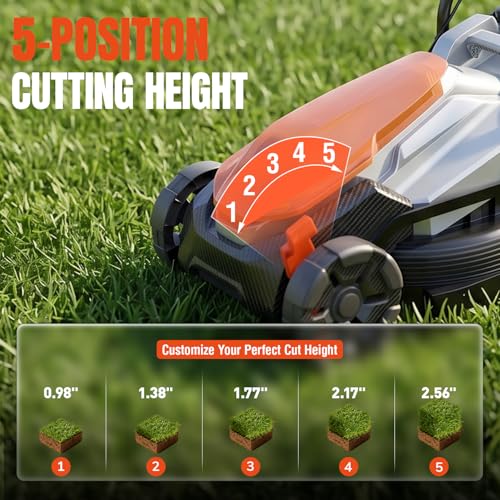 14 Inch Brushless Electric Lawn Mower and 12 Inch Trimmer Combo - color: 14'' Lawn Mower+Weed Wacker, size: 2*5.0Ah+2.0Ah