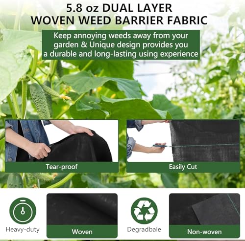 3FT x 300FT Commercial Grade Weed Barrier Fabric - 5.8oz Double Layer Woven, Heavy Duty UV-Resistant Landscape Matting for Farms, Gardens & Agricultural Fields - style: 3FT X 300FT-5.80Z