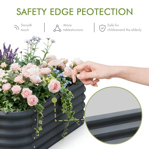Besebay 2-Pack 4x1.5ft Galvanized Raised Garden Bed, Outdoor Planter Bed, - color: Dark Grey, size: 4x4x1.5ft-2Pack