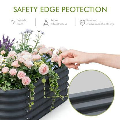 Besebay 2-Pack 4x1.5ft Galvanized Raised Garden Bed, Outdoor Planter Bed, - color: Dark Grey, size: 4x4x1.5ft-2Pack