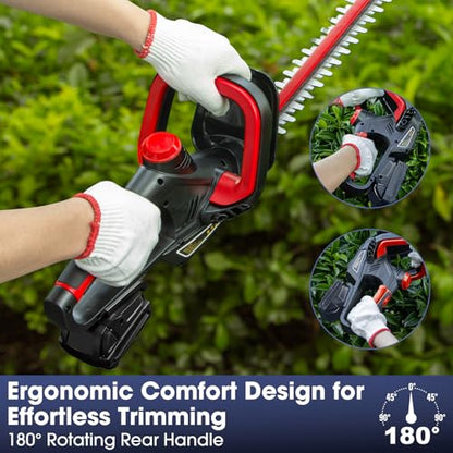 Cordless Hedge Trimmer Compatible with Milwaukee 18V Battery, Red