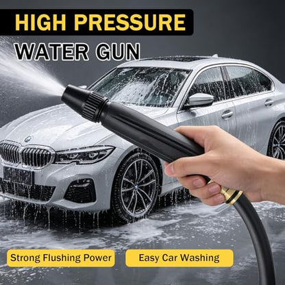 Heavy Duty High Pressure Hose Nozzle, Home High-Pressure Car Wash Water Gun with Booster Nozzle and Hose, 3-Modes Adjustable Multi Function Lawn & Garden Watering Sprayer