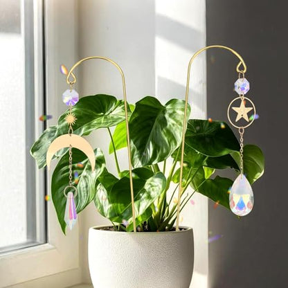 Crystal Suncatcher, 6pcs Small Trellis for Potted Plants Accessories Indoor