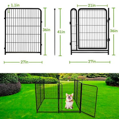 Getlay Tall Garden Fence,Wide Gate Low Threshold Fence for Garden, 36in(H) 4 Panels Total 8.9 Ft(L) Animal Barrier Fence,Flower Bed Fencing, Dog Fences Outdoor for Yard - size: 36''(H)-4panels-8.9ft(L) with gate