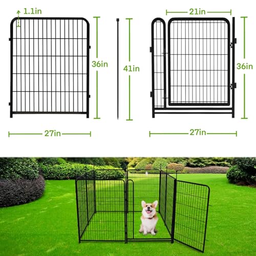 Getlay Garden Fencing 36 inch High, 10 Panels Total 22.1 Ft(L) Dog Fence Outdoor for Yard, Gate 21 inches Wide with Low Sills. Animal Barrier Fence, Fencing for Garden Beds, Rabbit Fences - size: 36''(H)-10panels-22.1ft(L) with gate