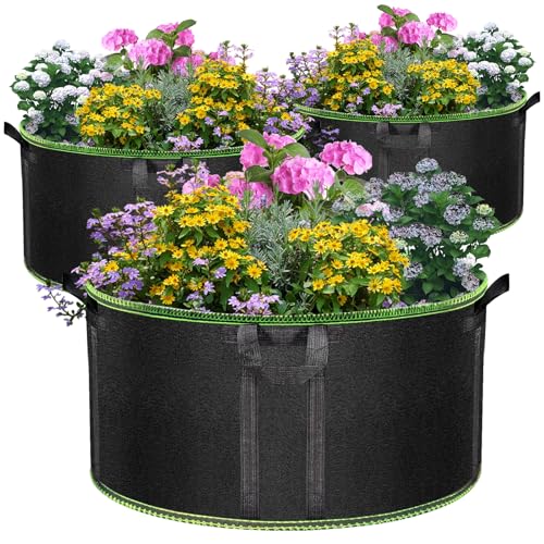 MEKOLIFE 50 Gallon Large Grow Bags 3 Pack Thick Nonwoven Aeration Planter - size: 3Pack(50 Gallon)