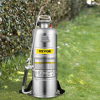 Happybuy 3.5 Gallon Stainless Steel Sprayer, 20" Wand & 3FT Reinforced Hose, Pressure Gauge, Safety Valve&Adjustable Nozzle, Garden Weed Pump Sprayer for Lawn, Gardening - size: 3.5 Gallon