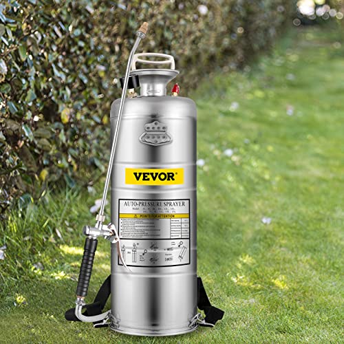 Happybuy 3.5 Gallon Stainless Steel Sprayer, 20" Wand & 3FT Reinforced Hose, Pressure Gauge, Safety Valve&Adjustable Nozzle, Garden Weed Pump Sprayer for Lawn, Gardening - size: 3.5 Gallon