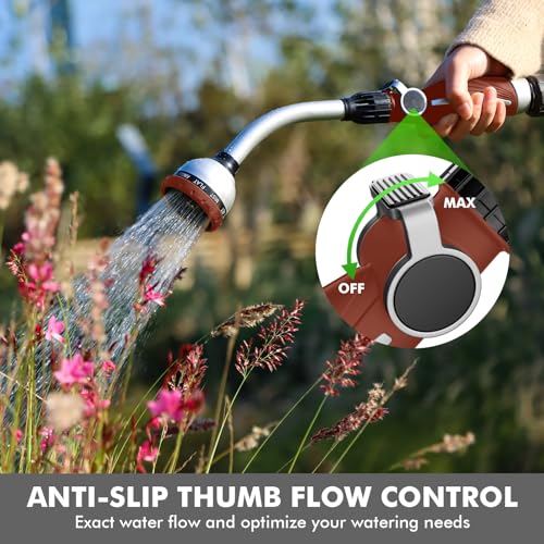 RESTMO Watering Wand Heavy Duty, 15-Inch Long Hose Nozzle Sprayer - color: Red