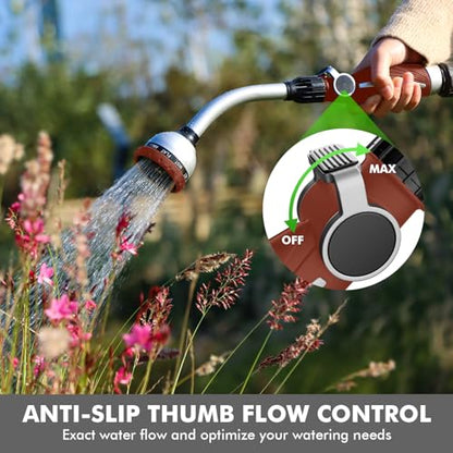 RESTMO Watering Wand Heavy Duty, 15-Inch Long Hose Nozzle Sprayer - color: Red