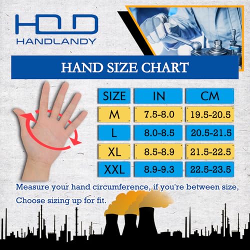 HANDLANDY Mens Work Gloves Touch screen, Utility Mechanic Gloves, Flexible Breathable Fit- Padded Knuckles & Palm - color: Black Red, size: Large