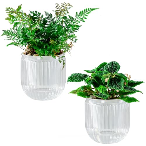 Melphoe Self Watering Pots for Indoor Plants Planter, 4.3 Inch 2 Pack Planters Self Watering Plant Pots for Flower, Houseplants, Succulent, African Violets and Cactus with Drainage - color: White, size: 4.3''