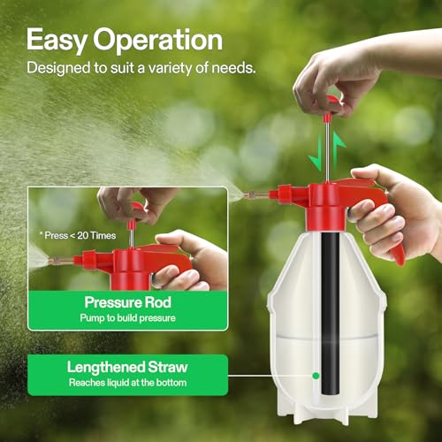 VIVOSUN 50oz Pump Sprayer, Handheld Garden Water Sprayer Bottle - color: Red, size: 50oz
