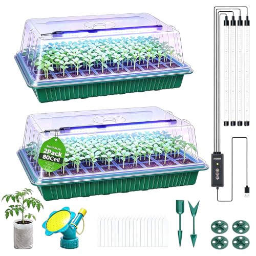 80 Cell Seed Starter Tray with Grow Light, 2 Pack Starter Kit - size: 80 Cell (2 Pack)