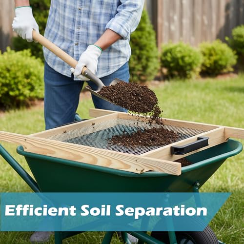 Large Soil Sifter, Rock Sifter Garden Sieve Soil Dirt Leaves for Gardening, 17.5'' × 34'' Compost Sifter Suitable for Wheelbarrow and Handheld