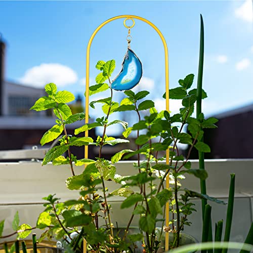 2PCS Small Gold Plant Trellis for Indoor Potted Climbing Plants with Agate - color: 04-Yellow Blue