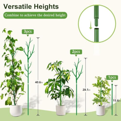 SupKing 8 pcs Adjustable Monstera Plant Support Garden Stakes Stackable Branch Plant Stakes for Indoor Plants, Vine, Photos, Climbing and Potted Plants Come with 30 Pcs Plant Twist Tie