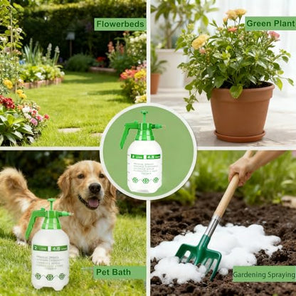 3 Pcs 1/2 Gallon Pump Sprayer Plastic, Handheld Pressure Sprayer, Garden Pump Sprayer Bottle with Adjustable Nozzle for Plants, Cleaning, Household Tasks, (Green) - color: Green