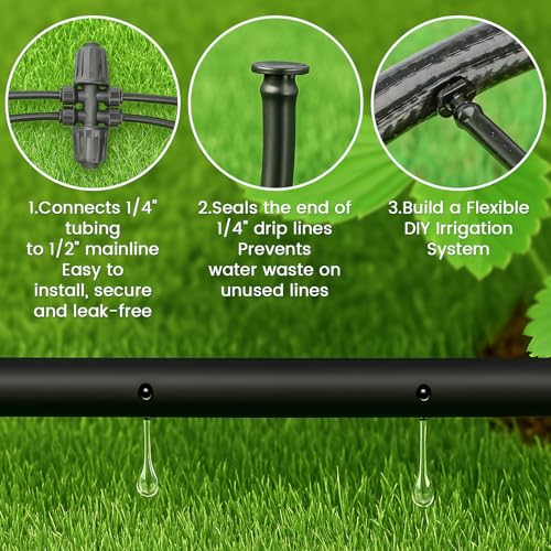 MIXC 1/4" Irrigation Dripline Tubing with Built-In Emitters, 100 Ft Roll - size: 100FT