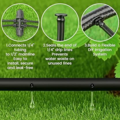 MIXC 1/4" Irrigation Dripline Tubing with Built-In Emitters, 100 Ft Roll - size: 100FT