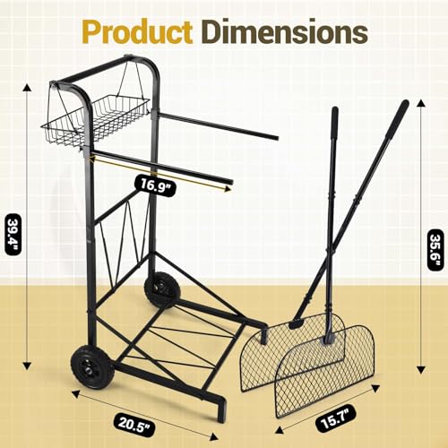 CAROD Upgraded Trash Bag Holder Cart with Storage Basket and Ergonomic Handle, Adjustable Outdoor Leaf Bag Holder from 30-45 Gallon Capacity, Ideal for Yard, Camping, Parties Clean-Up (Ultra)