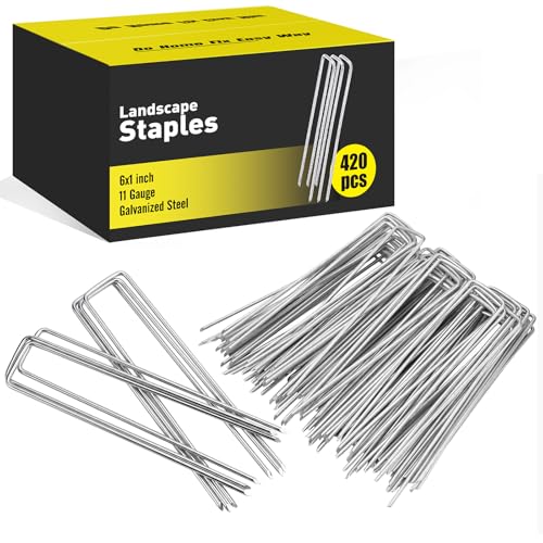 HongWay 420 Pack Landscape Staples, 6 Inch Garden Stakes Galvanized Steel - size: 6 Inch, 420pcs