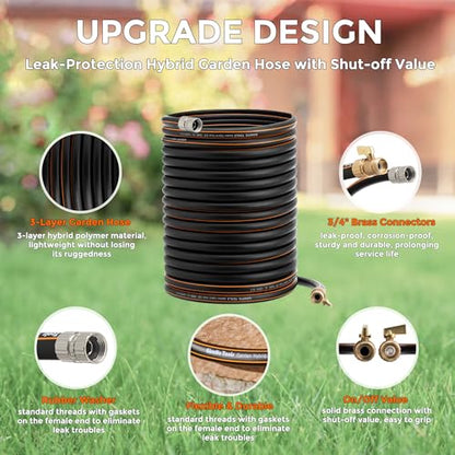 Giraffe Tools Garden Hose 5/8", 100ft with Shut off Valve - size: 100ft Male to Female Hose Set