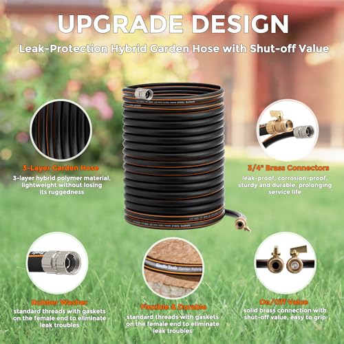 Giraffe Tools Garden Hose 5/8", 100ft with Shut off Valve - size: 100ft Male to Female Hose Set
