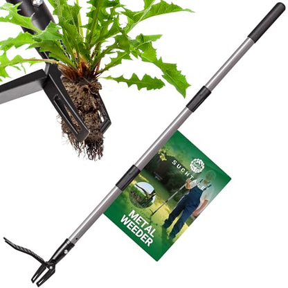 Suchtale 46" Stand Up Weed Puller Tool, Heavy-Duty Metal Claw Weeder