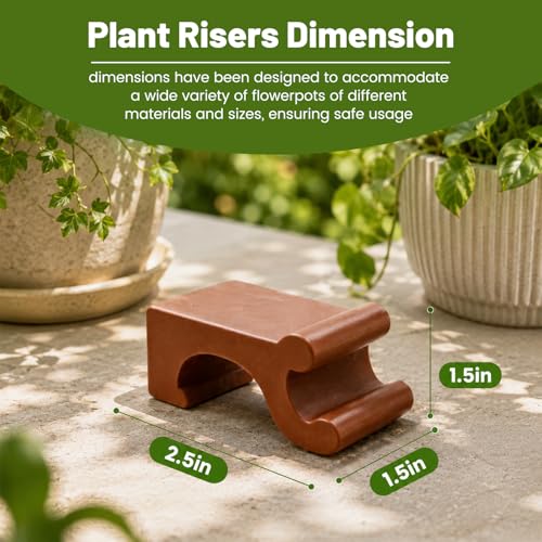 6 Packs Plant Risers, 1.5 Inch Tall Durable Resin Plant Pot Feet for Outdoor & Indoor Planters, Frost Proof Flower Elevators for Garden, Lawn, Patio