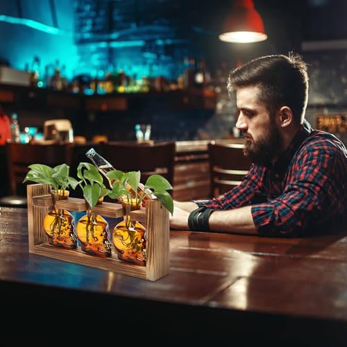 Plant Terrarium Propagation Stations Skull Planter Vase Skulls Decor - color: Amber
