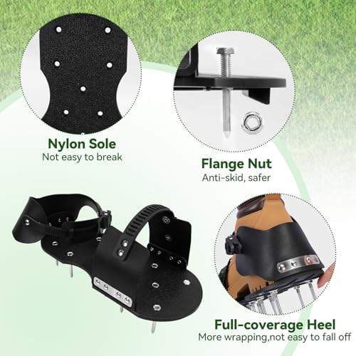 HFH Lawn Aerator Shoes with 1-3/4" (1.75") Spikes, Wrench & Ratchet Buckles