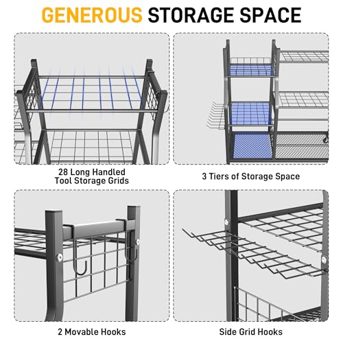 Ultrawall Garden Tool Organizer Stand, Garage Tool Storage Rack with Wheels - size: Large