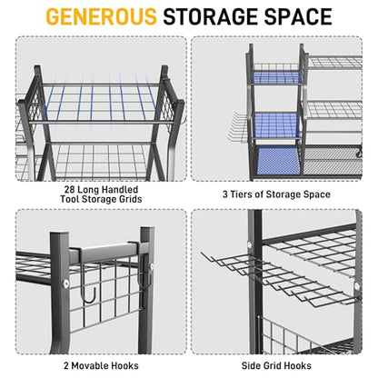 Ultrawall Garden Tool Organizer Stand, Garage Tool Storage Rack with Wheels - size: Large