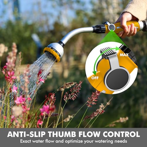 RESTMO Watering Wand Heavy Duty, 15-Inch Long Hose Nozzle Sprayer - color: Yellow
