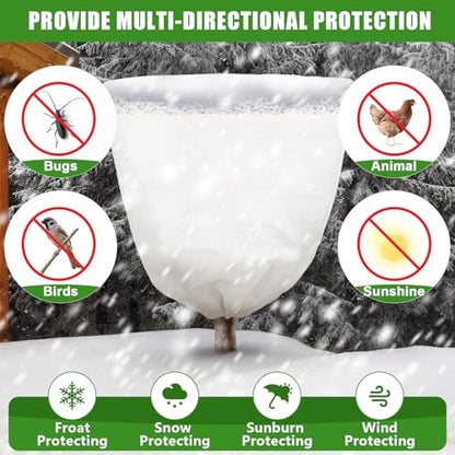 NNG 3PCS Winter Plant Covers Freeze Protection 39.4x39.4Inch Frost Blanket Shrub Covers with Drawstring Plant Protector Shrub Jacket Winter Tree Cover for Outdoor Plants, Shrub Potted Plants