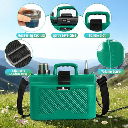 2 Gallon Electric Sprayer, Battery Powered Garden Sprayer with 3 Adjustable Speed, Automatic Water Pump Weed Yard Lawn Sprayer with 4 Mist Nozzles, USB Rechargeable Handle, Retractable Wand for Plants - color: Green