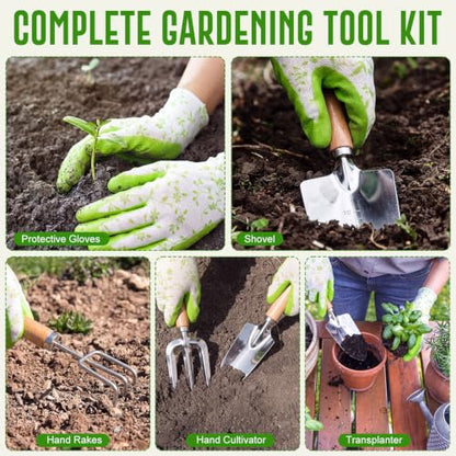 21 Pcs Gardening Gifts for Women Heavy-Duty Garden Tool Set - color: Green
