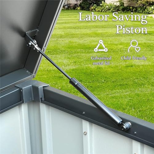 150 Gallon Outdoor Storage Deck Box, Metal Patio Bin with Rollers, 49" - color: Dark Gray