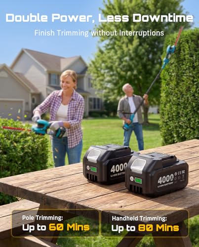 Seesii 20V Cordless Pole Hedge Trimmer & Grass Shears 4-in-1, 9-Ft Reach - color: Dark Blue
