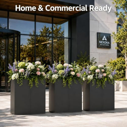NicBex Tall Metal Square Planters Box Set of 6-24" H x 12" W Slim Black - color: Galvanized Steel - 6 Pack