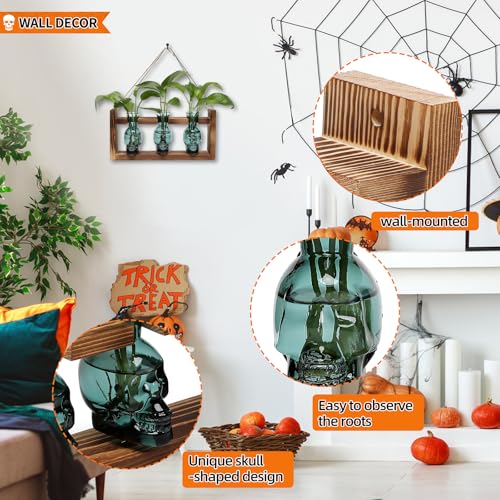 Plant Terrarium Propagation Stations Skull Planter Vase Skulls Decor - color: Dark Green