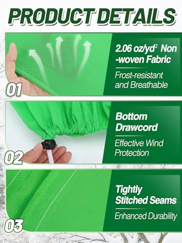 12Pcs 19.6x39.3" 70GSM Thick Plant Covers Freeze Protection for Shrub - size: 19.6in x 39.3in