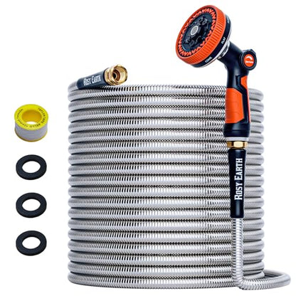 Rosy Earth 150ft Stainless Steel Garden Hose, Heavy Duty Metal Water Hose - size: 150FT