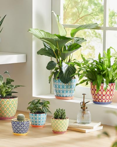 Metahom 5.8 Inch Ceramic Plant Pots, Colorful Flower Pots Set of 4 - size: 5.8 inch