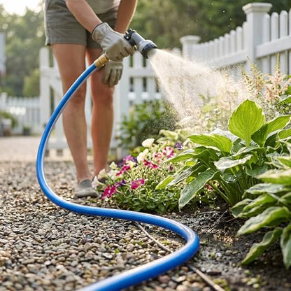 10 ft 3/4” Short Leader Garden Hose, Solution4Patio, Male/Female Fittings - color: Blue/White, size: 3/4 in. x 10 ft.