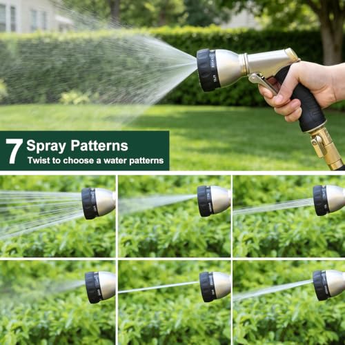 FANHAO Garden Hose Nozzle Heavy Duty, Metal Water Hose Sprayer, Leakproof - color: Black